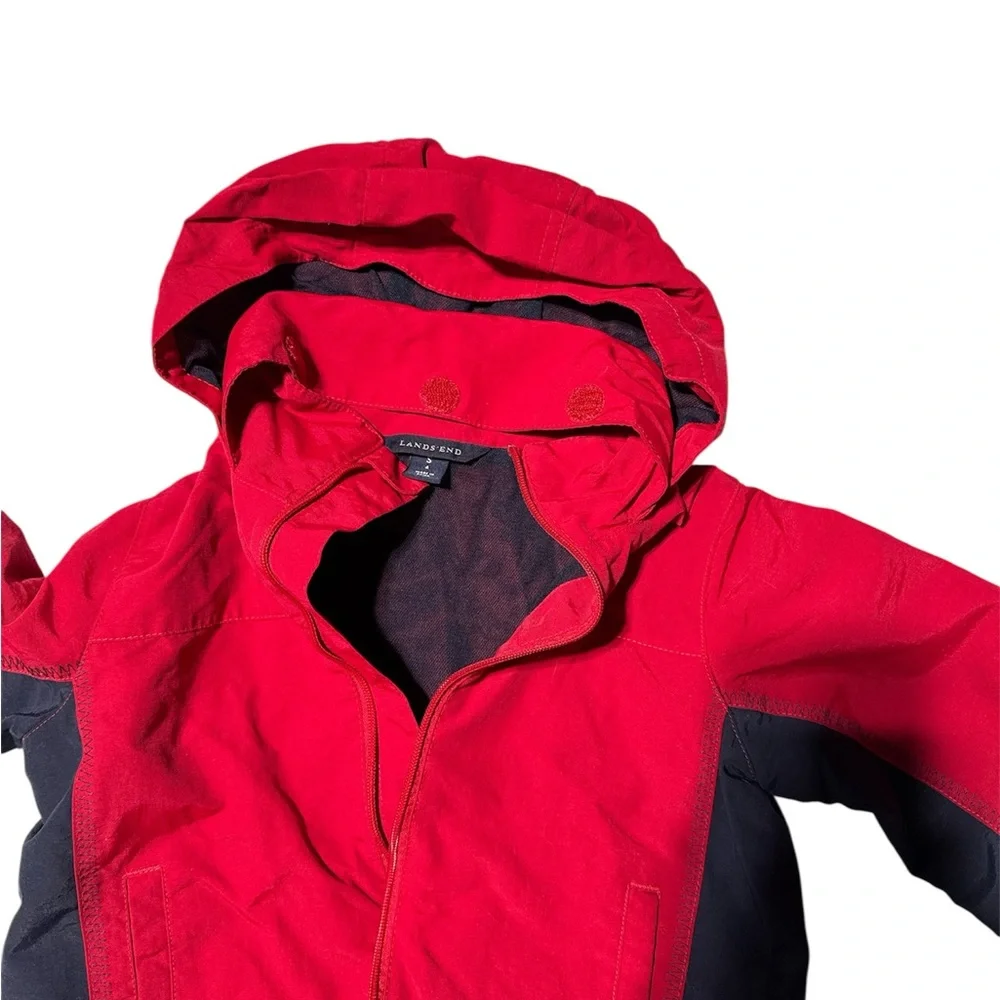 Lands' End Kids‎ Red & Navy Blue Hooded Windbreaker Jacket - Size 4
